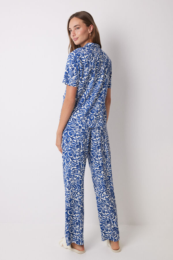 Womensecret Viscose paisley print shirt pajamas blue