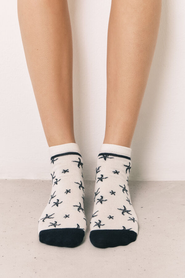 Women'secret Pack 3 meias curtas estampadas marinhas azul estampado