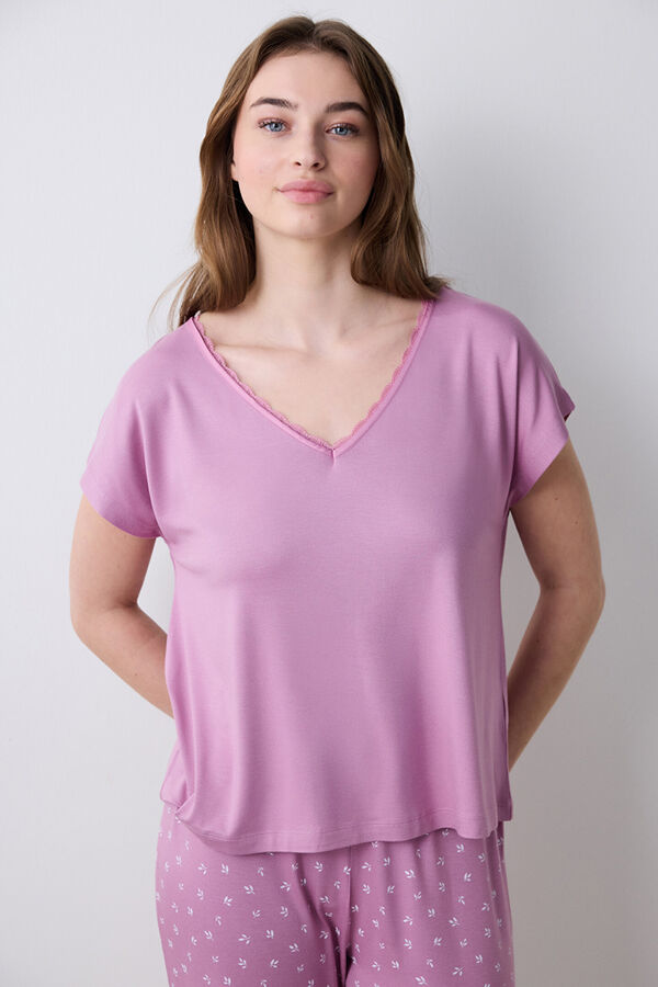 Penti Conjunto de pijama largo lila flores morado/lila