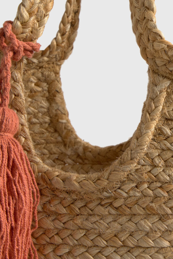 Textura Capazo de playa en hoja de plama beige