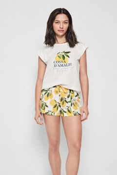 Womensecret Pijama corto estampado de limones white