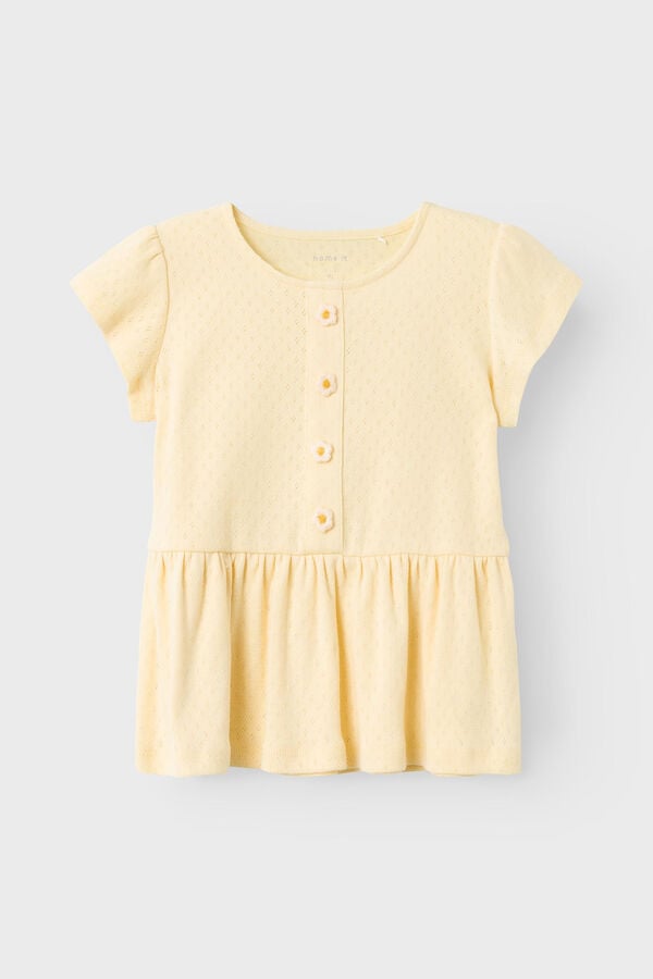 Womensecret Camiseta niña calada 100% orgánica amarillo