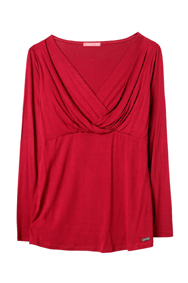 Womensecret Still-T-Shirt drapierter Ausschnitt Rot