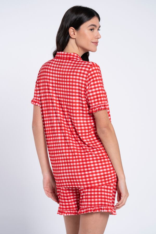 Ohma Gingham print maternity pyjamas pack brown