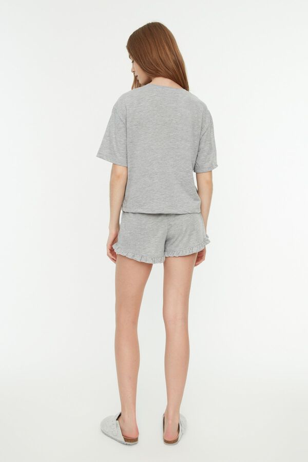 Trendyol Crew neck regular cotton pajama grey