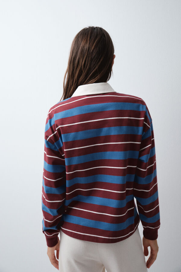 Women'secret Blue striped polo shirt brown