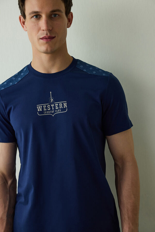 Penti Conjunto de pijama de manga corta de algod&oacute;n "Western" para hombre azul