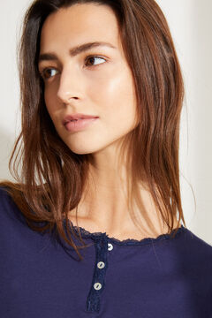 Womensecret Long-sleeved blue cotton t-shirt blue