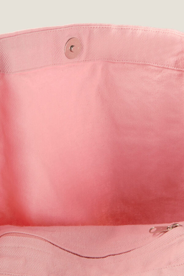Womensecret Bolso de playa en tejido de algodón twill pink