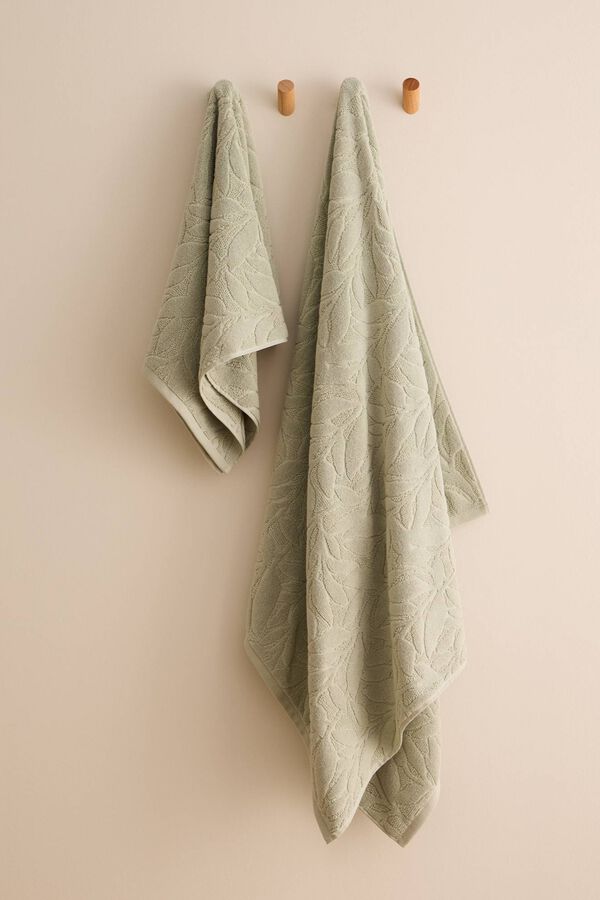 Textura Jacquard terry leaf towel green