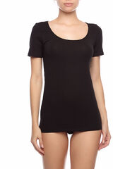 Cotonella Women's thermal round neck short-sleeved T-shirt black