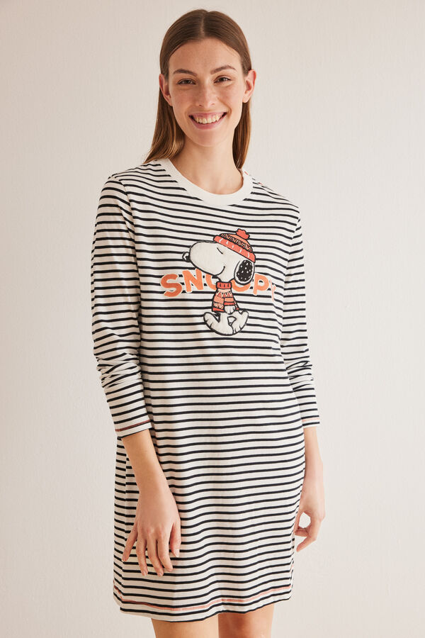 Womensecret Snoopy nightgown in 100% striped cotton printed