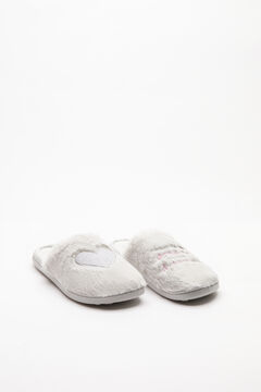 Womensecret Grey slider slippers with hearts grey