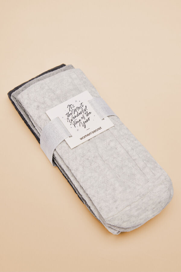 Womensecret 3-pack grey textured cotton socks grey