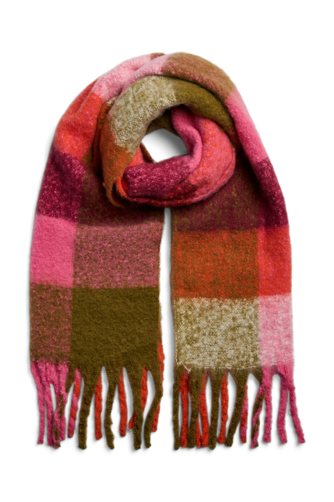 Pieces Bufanda larga b&aacute;sica cuadros flecos