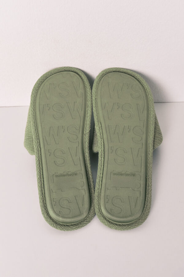 Women'secret Chinelos de quarto verde palmeiras bege
