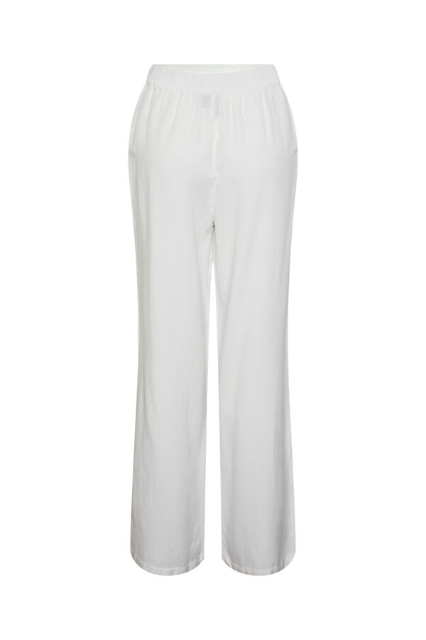 Womensecret Long cotton trousers with elasticated waist. Contain linen. blanc