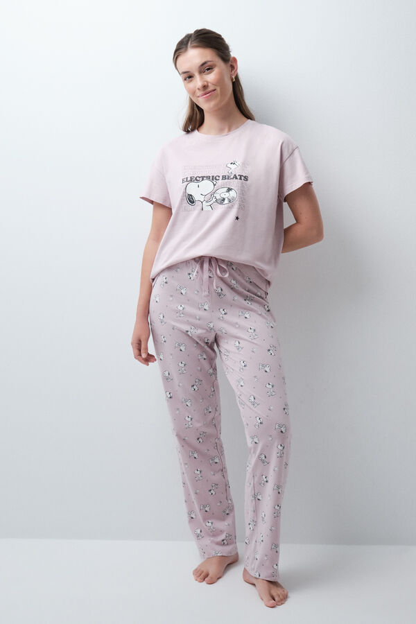 Women'secret Pyjama long en coton Snoopy rose rose