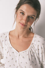 Women'secret Vrećasto bela spavaćica sa cvetnim printom midi Bež