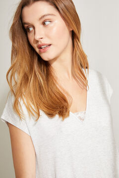 Womensecret Grey super soft lace short nightgown with short sleeves grey