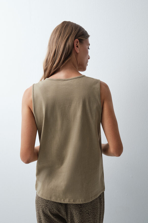 Women'secret T-shirt sans manches en coton vert imprim&eacute;