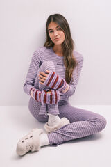 HI&BYE Purple striped long pyjamas pink