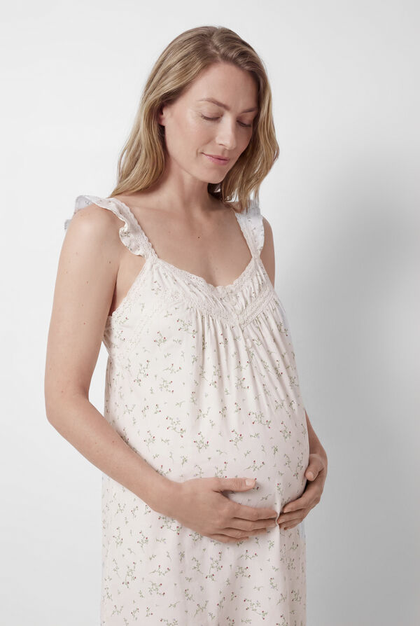 Women'secret Floral ruffle strap maternity nightgown beige