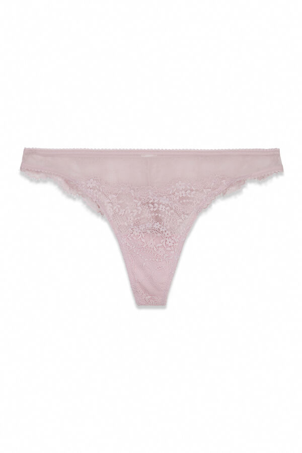 Women'secret Tanga em renda e tule rosa rosa