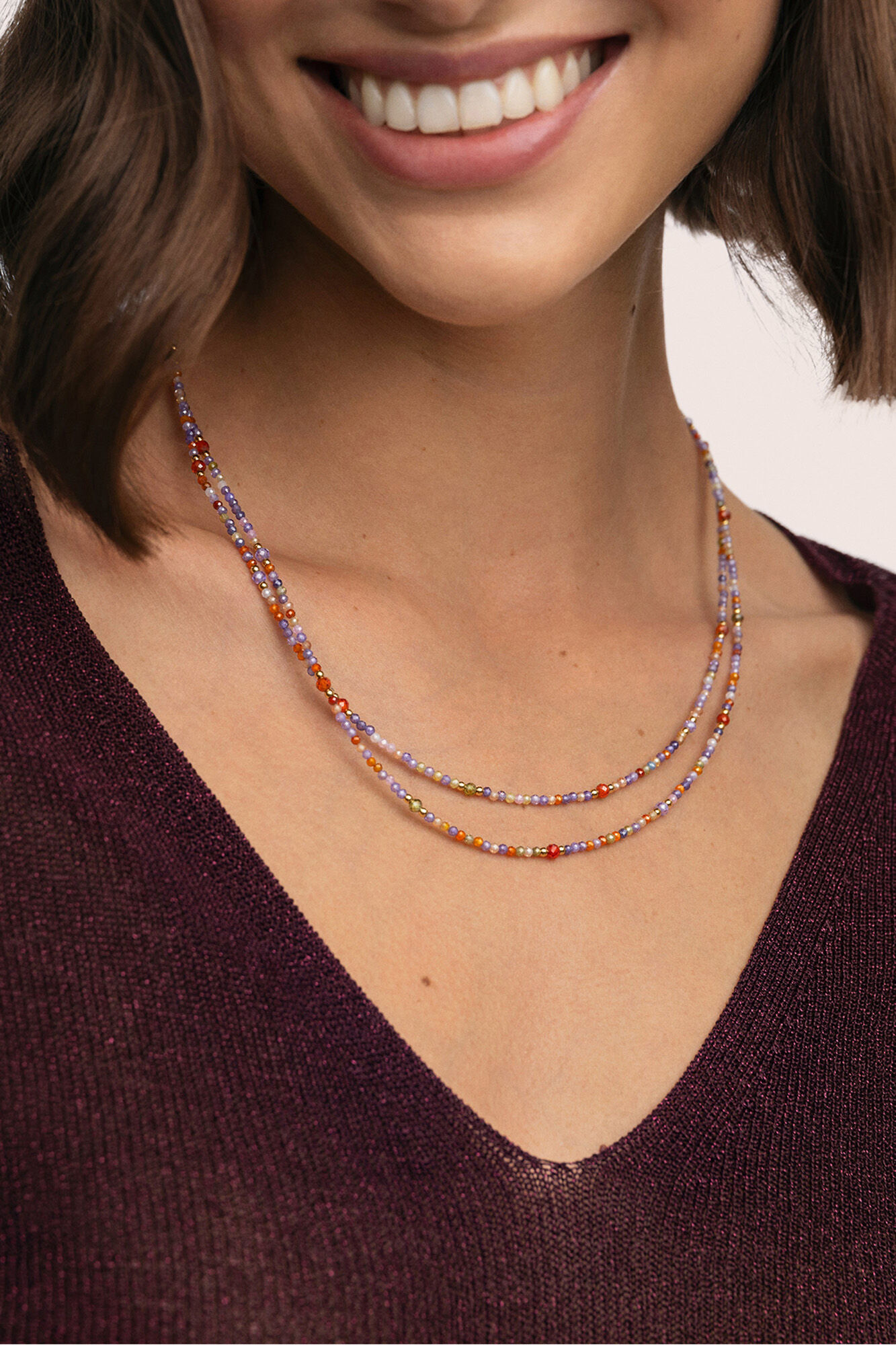 Singularu Lange Halskette mit Kristallen Sommer aus vergoldetem Stahl