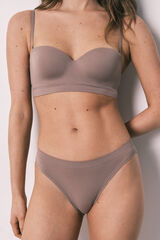 Women'secret Brown microfibre V-shaped classic panty nude