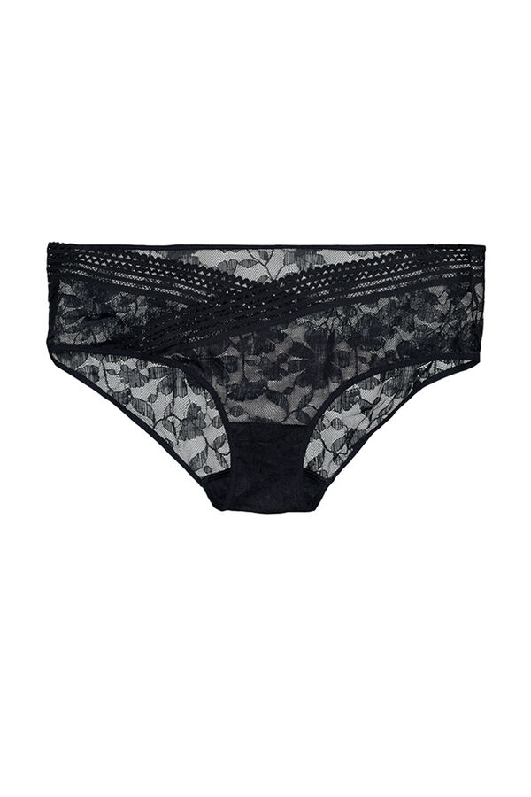 Womensecret Marta boyshort panty in floral lace and tulle  noir