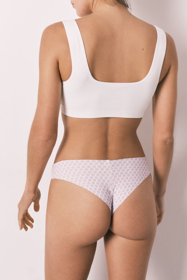 Women'secret Clean cut floral print Brazilian panty beige