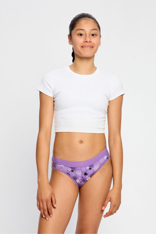 Modibodi Braga Menstrual Teen Algod&oacute;n Org&aacute;nico Flujo S&uacute;per Purple morado/lila