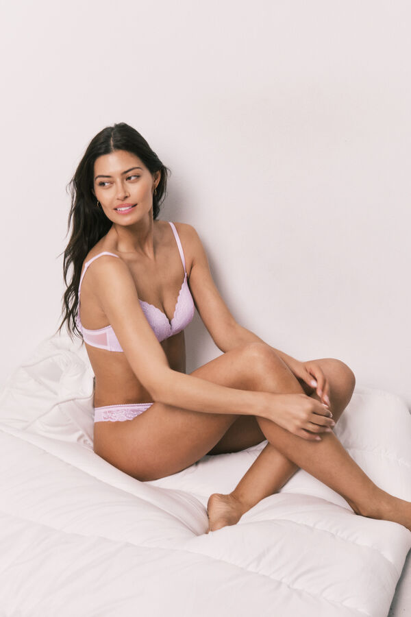 Women'secret Lilac lace padded triangle bra CHARMING pink