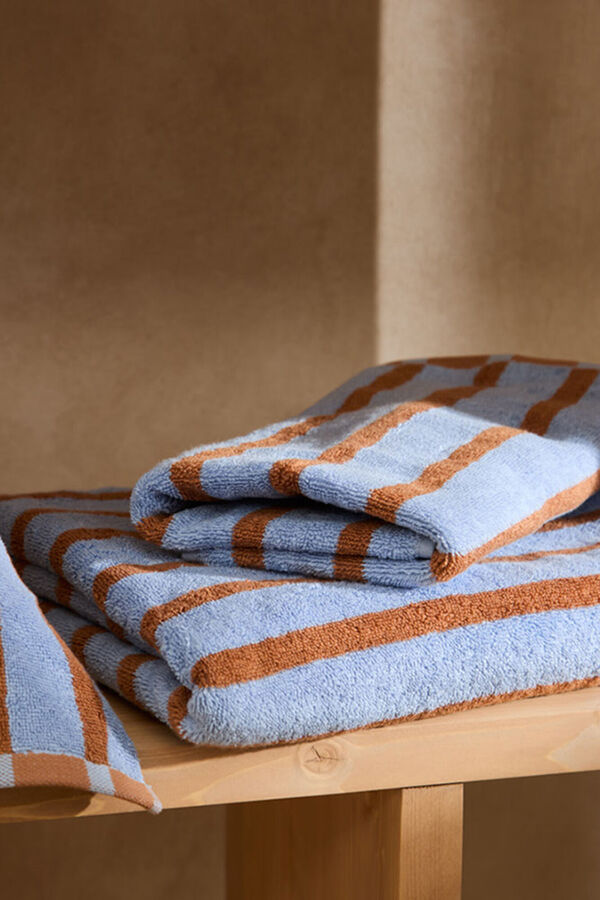 Calma House Blue striped terry cotton bath sheet Saturn 90x150 blue