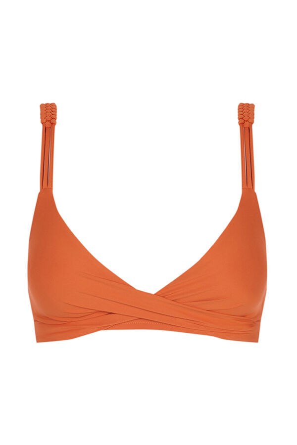 Womensecret Top bikini triangular cruzado naranja naranja