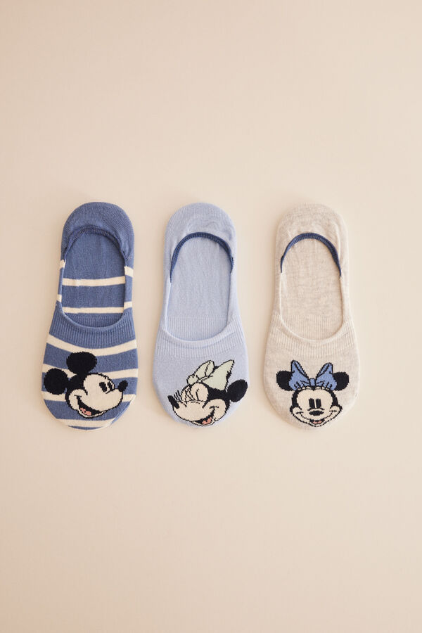 Womensecret Lot 3 paires de chaussettes invisibles coton Minnie&Mickey imprimé