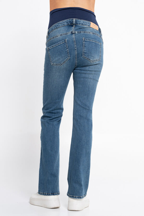 Ohma! Vaqueros campana de maternidad azul