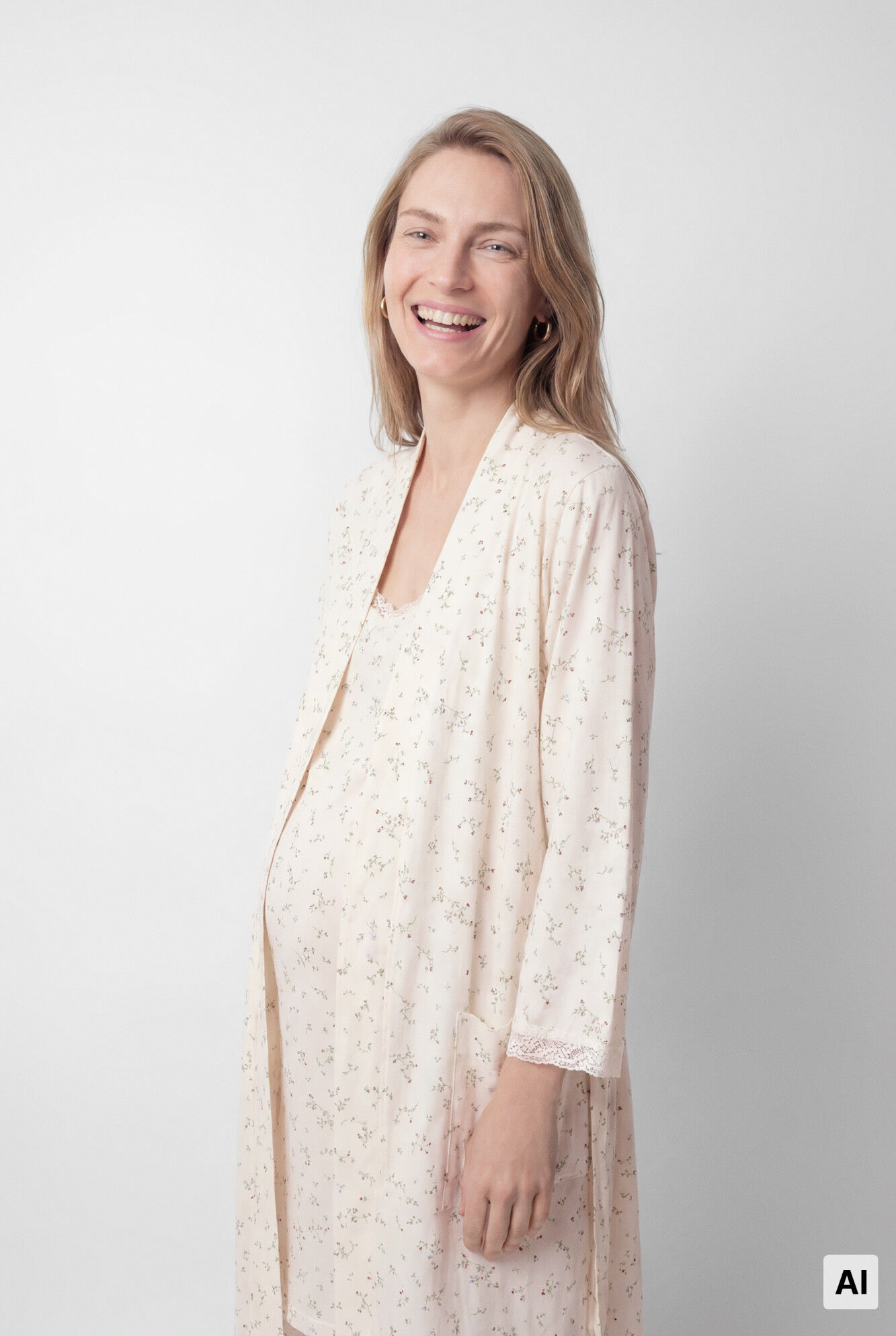 Women'secret Floral cotton midi robe