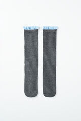 Women'secret Grey gingham ribbed long socks grey