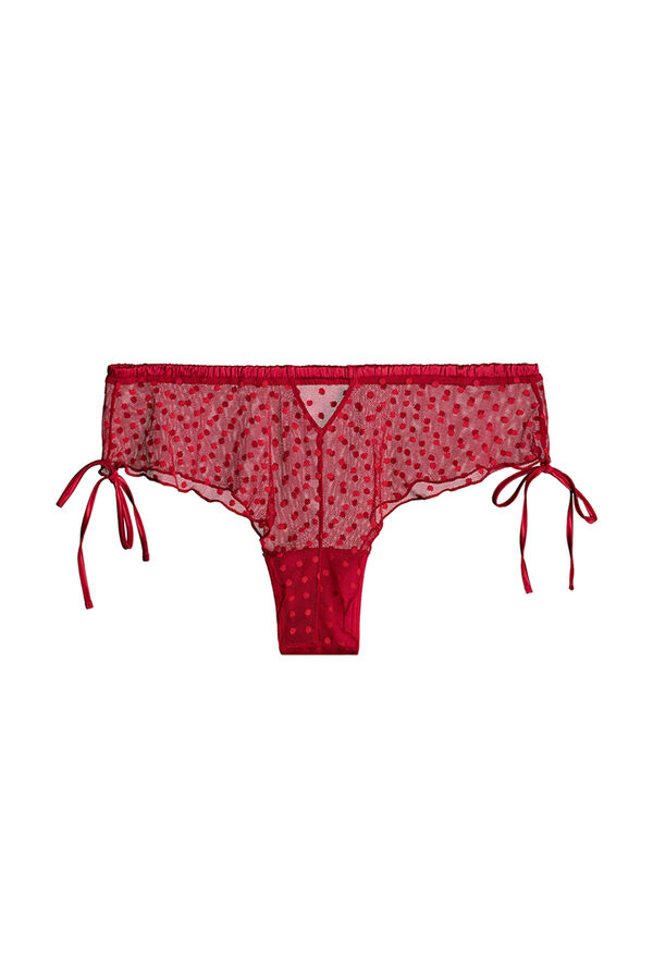 Womensecret Red wide side plumetis Brazilian panty burgundy