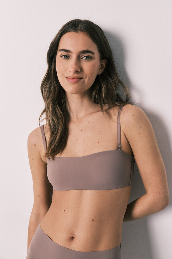 Women'secret Brown seamless bandeau bra nude