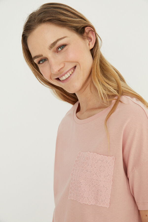 Womensecret Long pink floral print 100% cotton pyjamas Plava