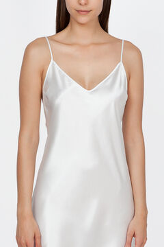 Womensecret Camisa de dormir de mulher Ivette Bridal curta de cetim em branco beige