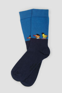 Besocks Meias altas Besocks da Vila Sésamo em algodão orgânico azul