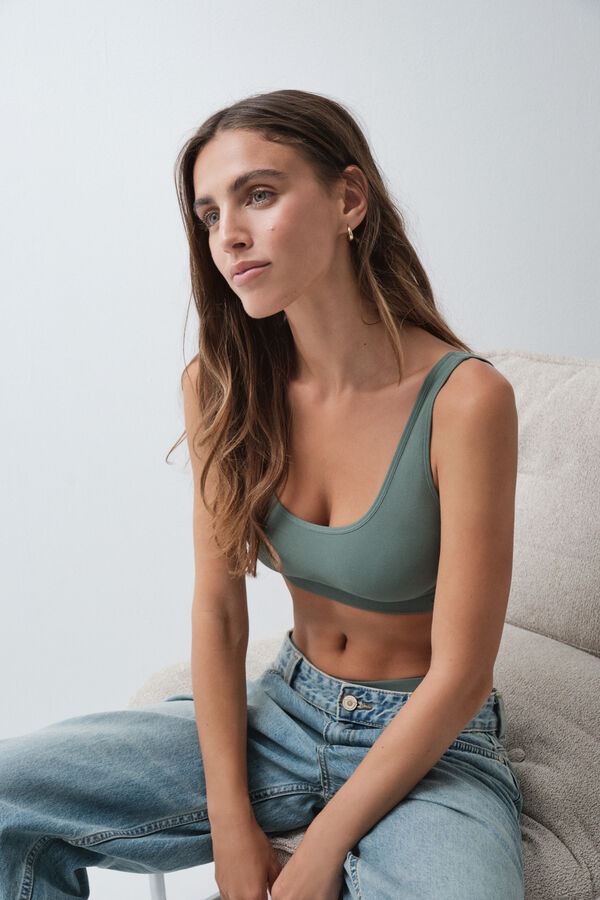 Women'secret Green microfibre foam top bra green