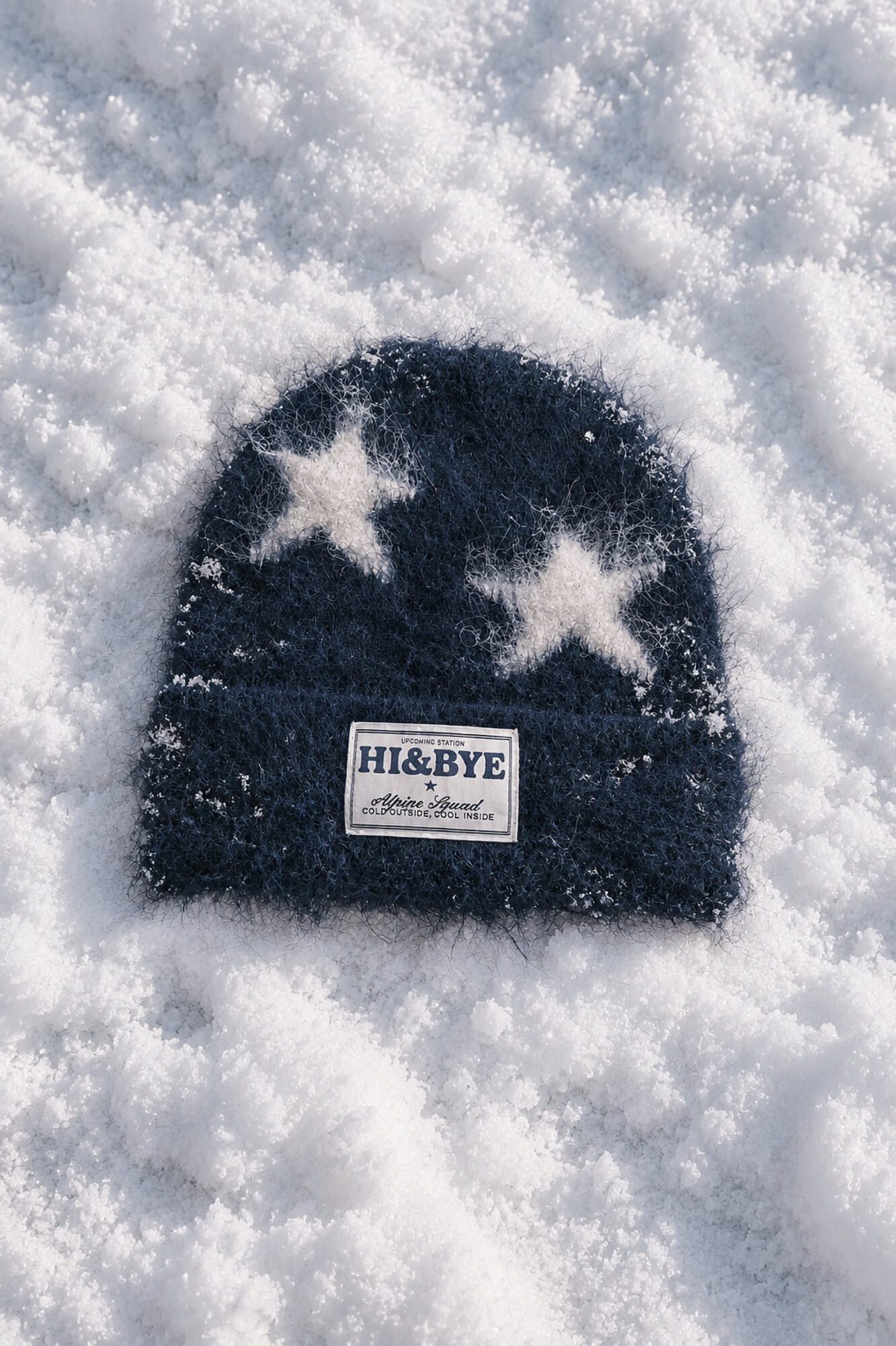 HI&BYE Navy knit star beanie