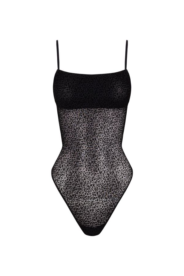 Women'secret Black animal print tulle body black