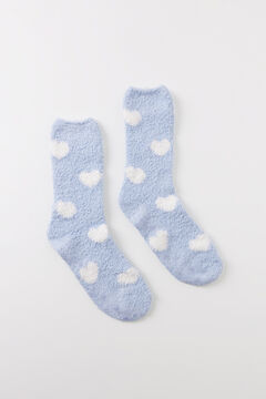 Womensecret Blue heart fluffy socks blue