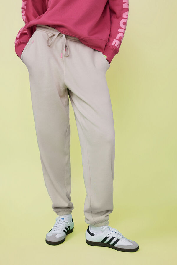 Womensecret Duge svijetlosive sportske hlače od felpe Siva